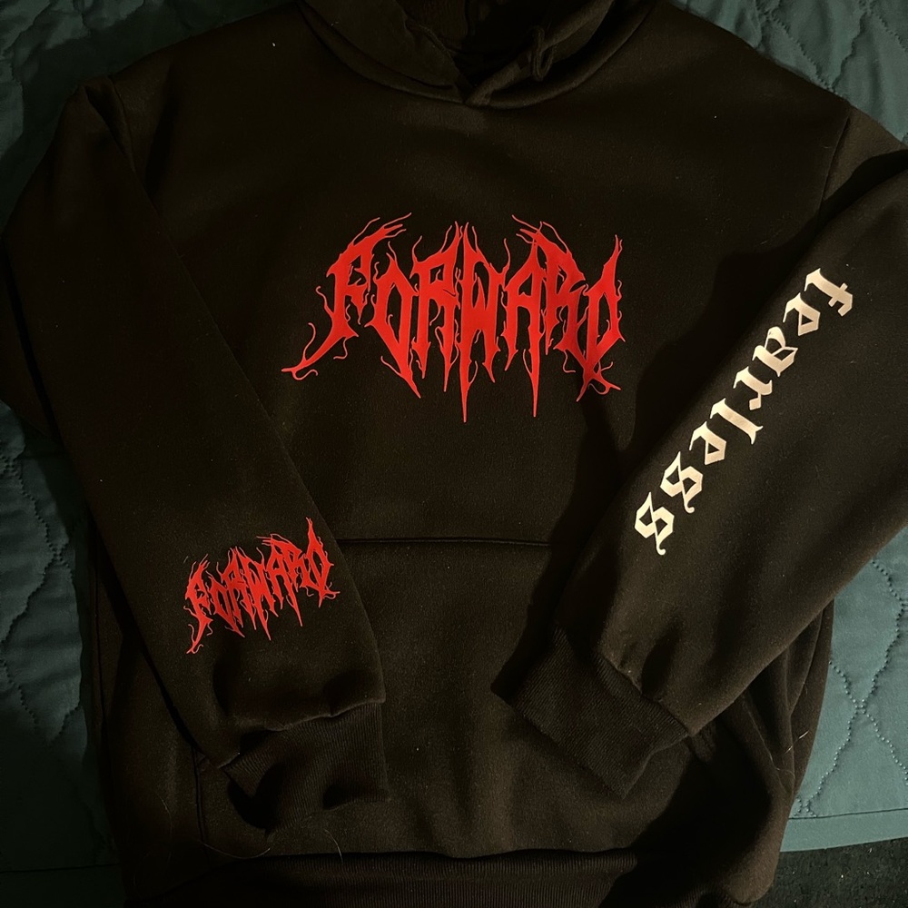Black Hoodie with Red Graphic